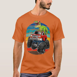 Retro Monster Truck Dinosaur Vintage Sunset Gift T-Shirt