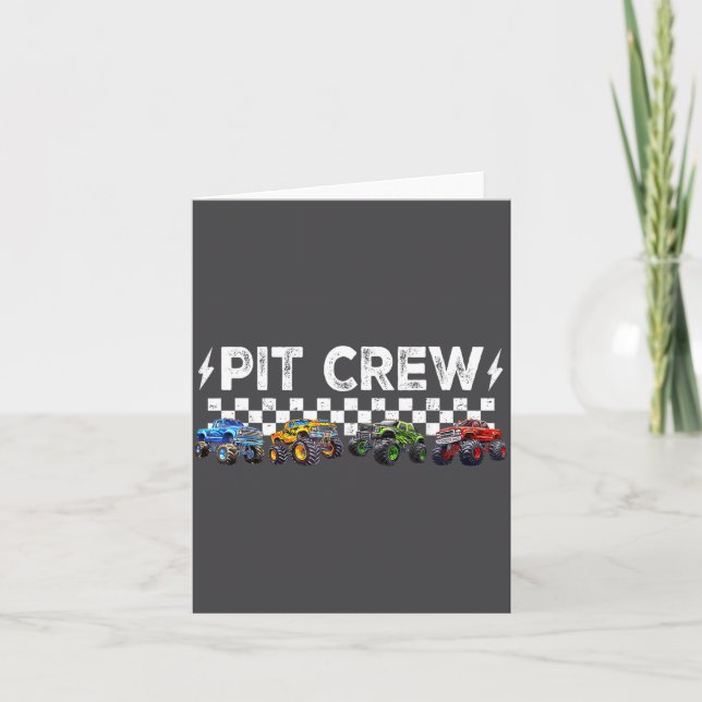Retro Monster Truck Family T Crew Matching Birthda Card (Front)