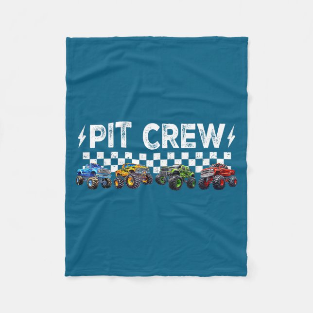 Retro Monster Truck Family T Crew Matching Birthda Fleece Blanket (Front)