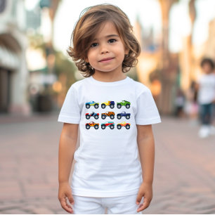 Retro Monster Trucks in A Row Toddler Shirt