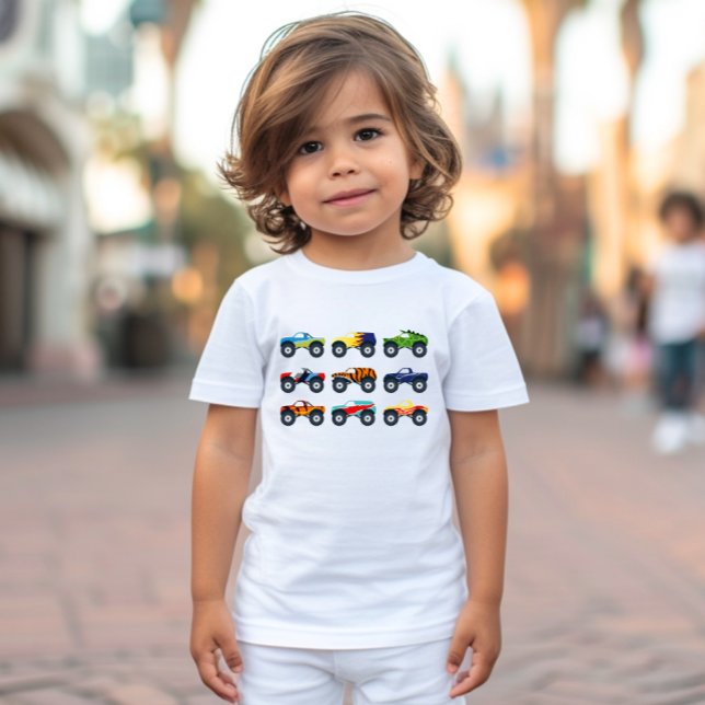 Retro Monster Trucks in A Row Toddler Shirt (Retro Monster Trucks In A Row Toddler Shirt media manager)