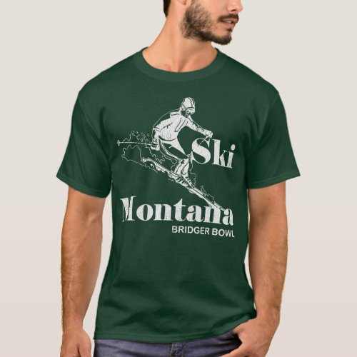 Retro Montana  Bridger Bowl Skiing  T_Shirt