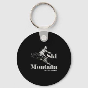 Retro Montana Bridger Bowl Skiing Tee Keychain