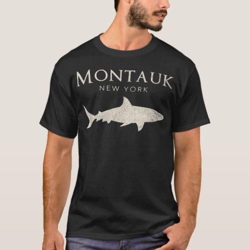 Retro Montauk NY Shark  T_Shirt