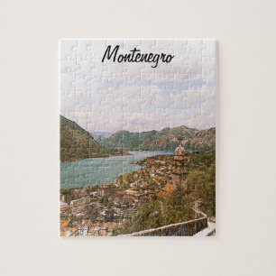 Retro Montenegro Kotor Bay Jigsaw Puzzle