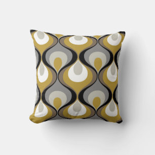 Retro Mood Pillow Grey Brown Taupe Mustard Beige
