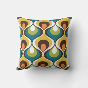 Retro Mood Pillow Teal Orange Green Yellow