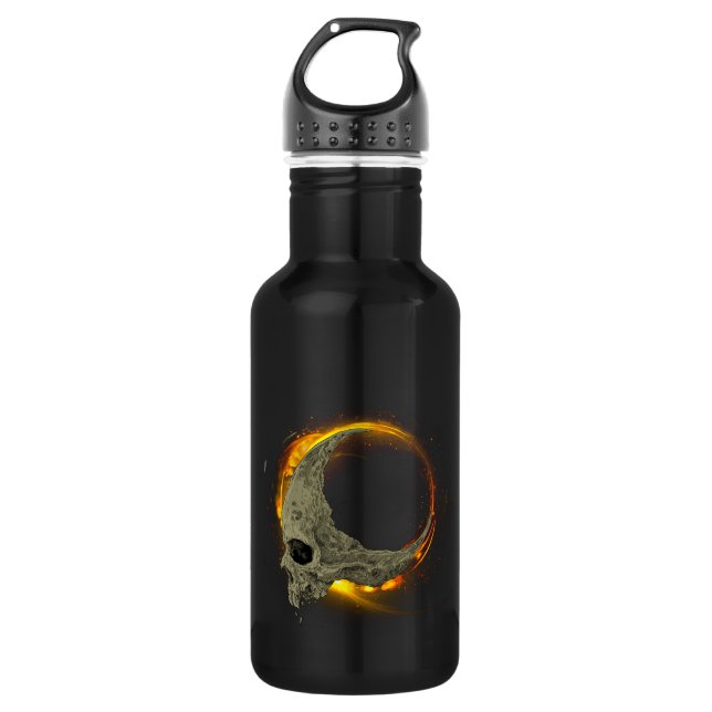  Retro moon Dead Burning Skull in Fire  Stainless Steel Water Bottle (Front)
