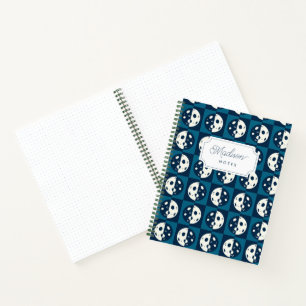 Retro Moon Phases Checker Square Blue Notebook