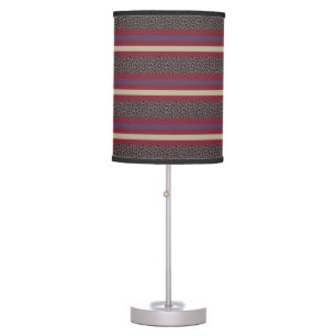 Retro Mosaic Blocks Purple Red Beige Black Table Lamp