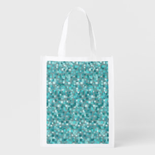Retro Mosaic Reusable Grocery Tote Bag