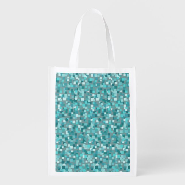 Retro Mosaic Reusable Grocery Tote Bag (Front)