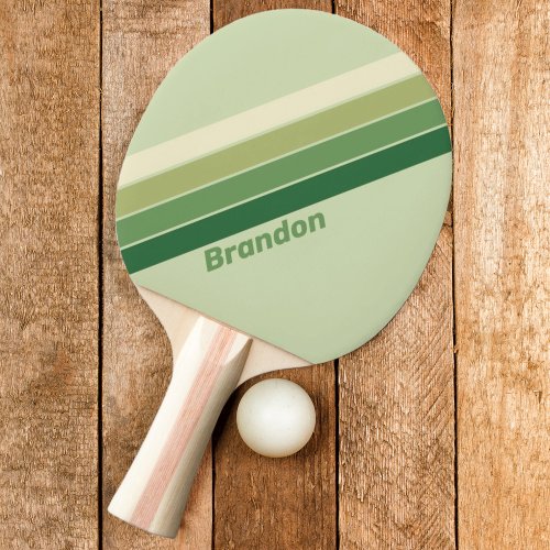 Retro Moss Rainbow with Name Ping Pong Paddle
