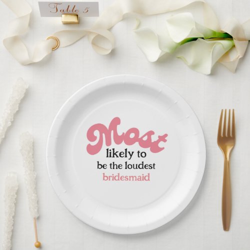 Retro Most likely to bachelorette party  Paper Plates