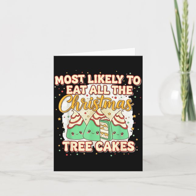 Retro Most Likely To Eat All The Christmas Tree Ca Card (Front)