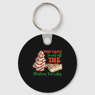 Retro Most Likely To Eat All The Christmas Tree Ca Keychain
