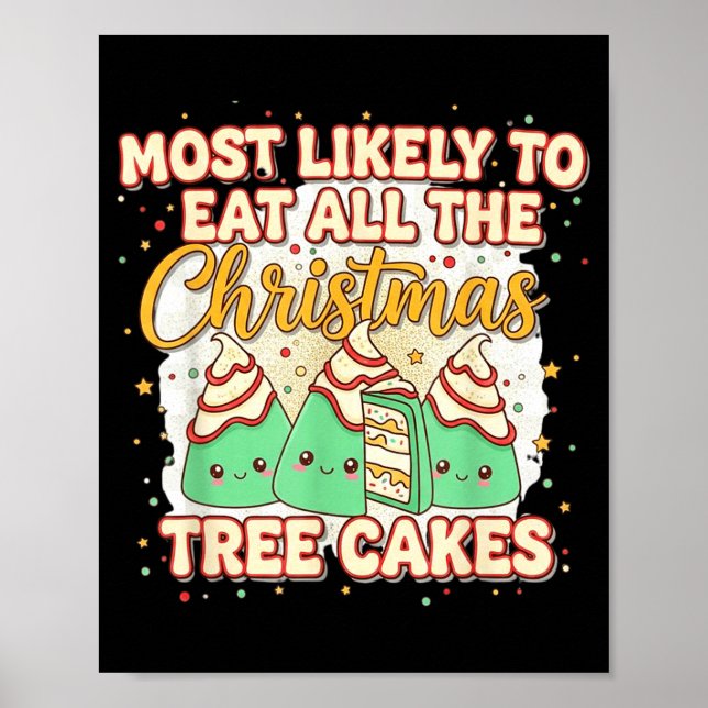 Retro Most Likely To Eat All The Christmas Tree Ca Poster (Front)