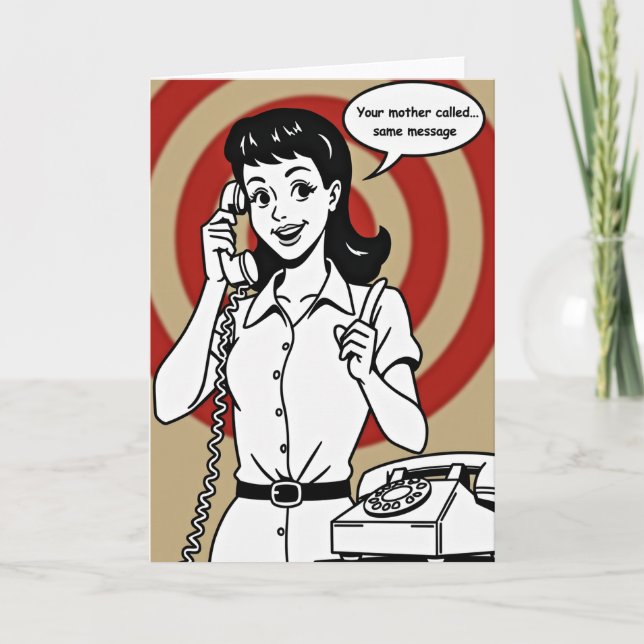 Retro Mother Called Message Card (Front)