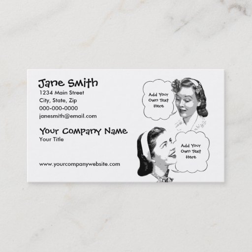 Customizable Retro Mother & Daughter Business Card