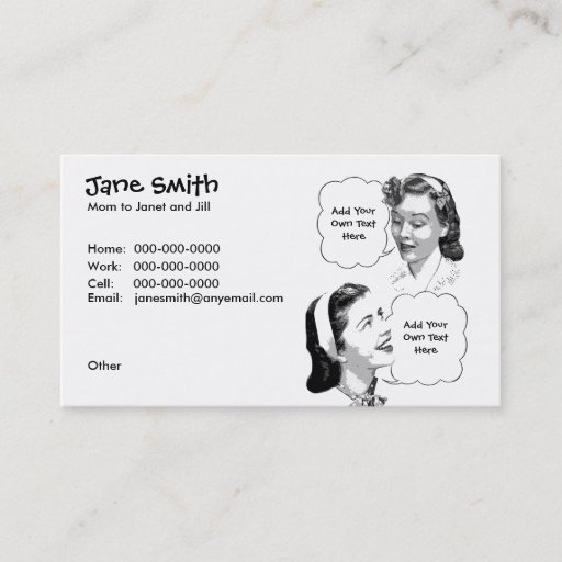 Customizable Retro Mother & Daughter Contact Card Business Card