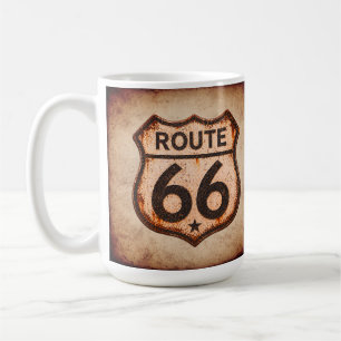 Retro Mother Road Distressed Shield Americana Coffee Mug
