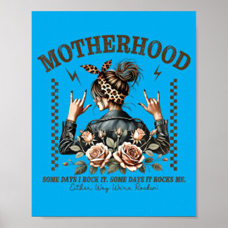 Retro Motherhood Funny Mothers Day Rock Mama Mom Poster