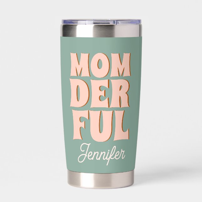 Retro Mothers Day Cool mama club Blue Pink Insulated Tumbler (Front)