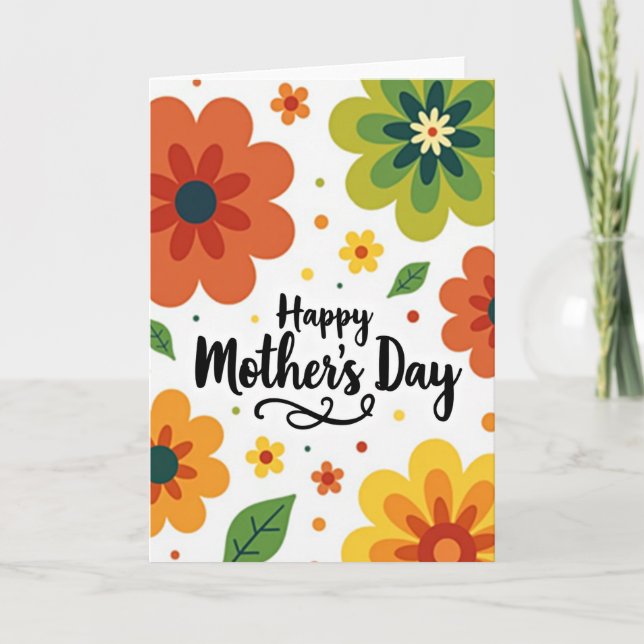 Retro Mothers Day Floral Card (Front)