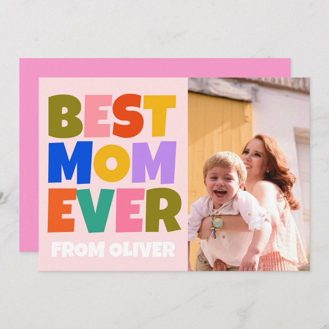 Retro Mothers Day Photo Colorful  Card (Creator Uploaded)