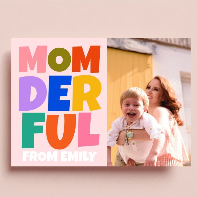 Retro Mothers Day Photo Colorful  Card (Creator Uploaded)
