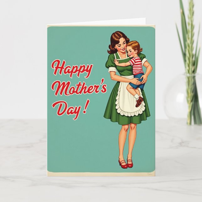 Retro Mothers Day Portrait Card (Front)