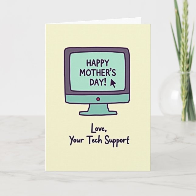 Retro Mothers Day Tech Love Card (Front)