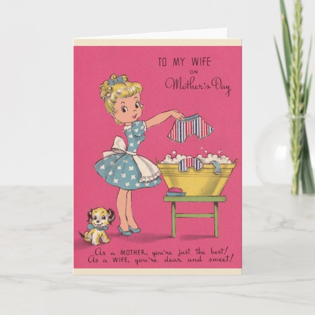 Retro Mother's Day To My Wife Greeting Card (Front)