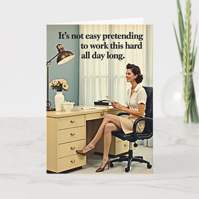 Retro Mothers Day Work Humor Card (Front)