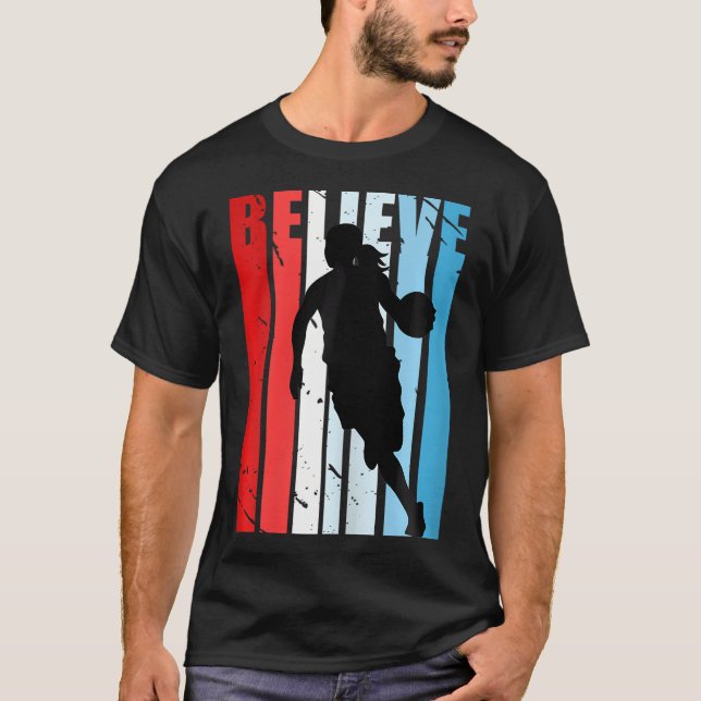 Retro Motivational Girls Basketball Players Team C T-Shirt (Front)