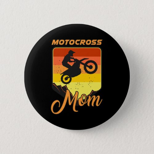 Retro Moto Mom Motocross Mother Motorcycle Gift Button