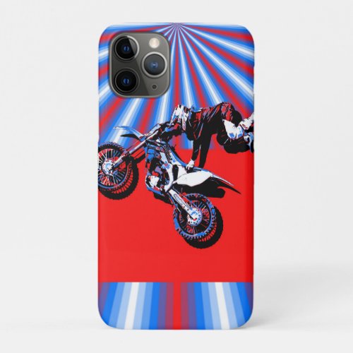 Retro Motocross Rider Design iPhone 11 Pro Case