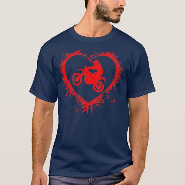 Retro Motocross Valentines Day Heart Shape My T-Shirt (Front)