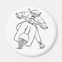 Retro Motor Scooter Rider With Mustache