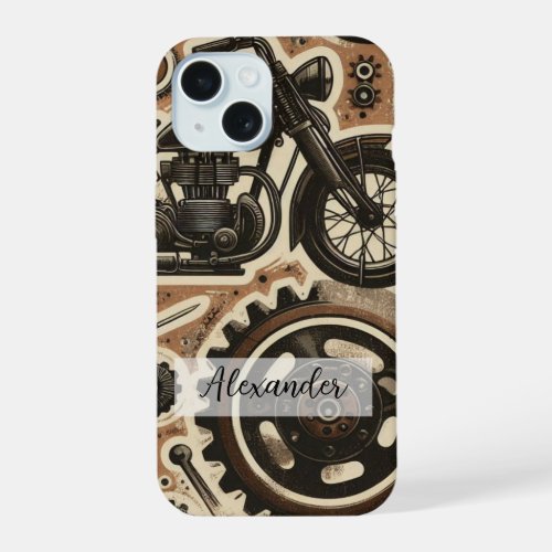 Retro Motorbike and Gears Phone Case