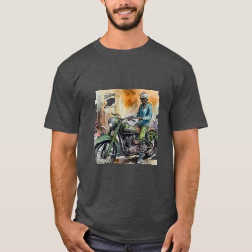 Retro Motorbike Print Graphic Illustration T_Shirt