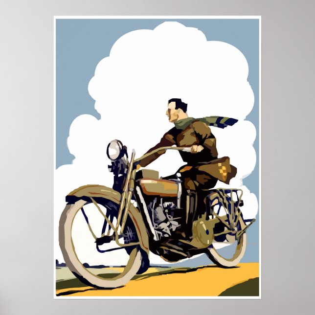 Retro Motorcycle Art Poster (Front)