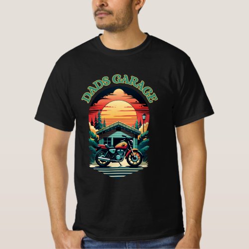 Retro Motorcycle Dads Garage T_Shirt