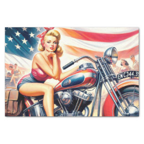 Retro Motorcycle Pin Up Tissue Paper