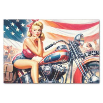 Retro Motorcycle Pin Up Tissue Paper by retrokdr at Zazzle