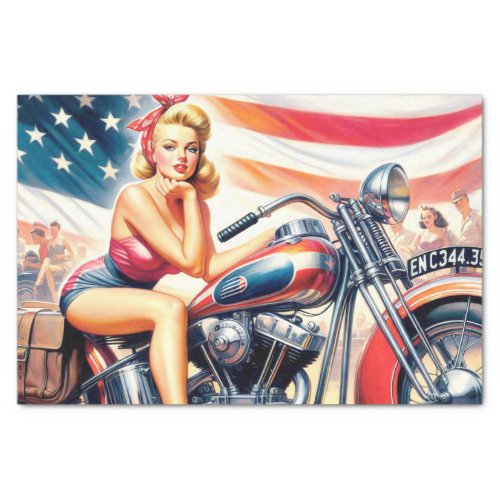 Retro Motorcycle Pin Up Tissue Paper