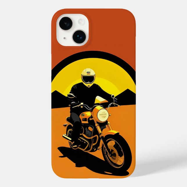 🏍️ Retro Motorcycle Rider Silhouette Case-Mate iPhone Case (Back)