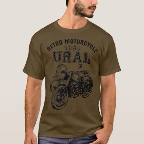 Retro Motorcycle Ural   Vintage Sidecar Motorbike  T_Shirt