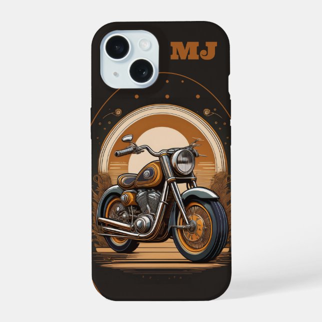 Retro Motorcycle Vibes: Personalized  iPhone 15 Case (Back)