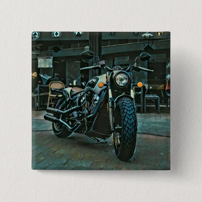 retro motorcycles motorcyclist gift button (Front)
